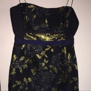 Gorgeous navy and gold Elie Tahari cocktail dress